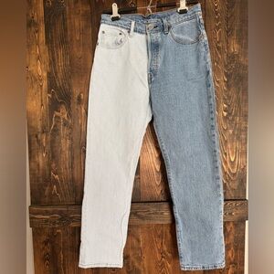 Levi's Two-Tone Light Blue & White Straight Jeans